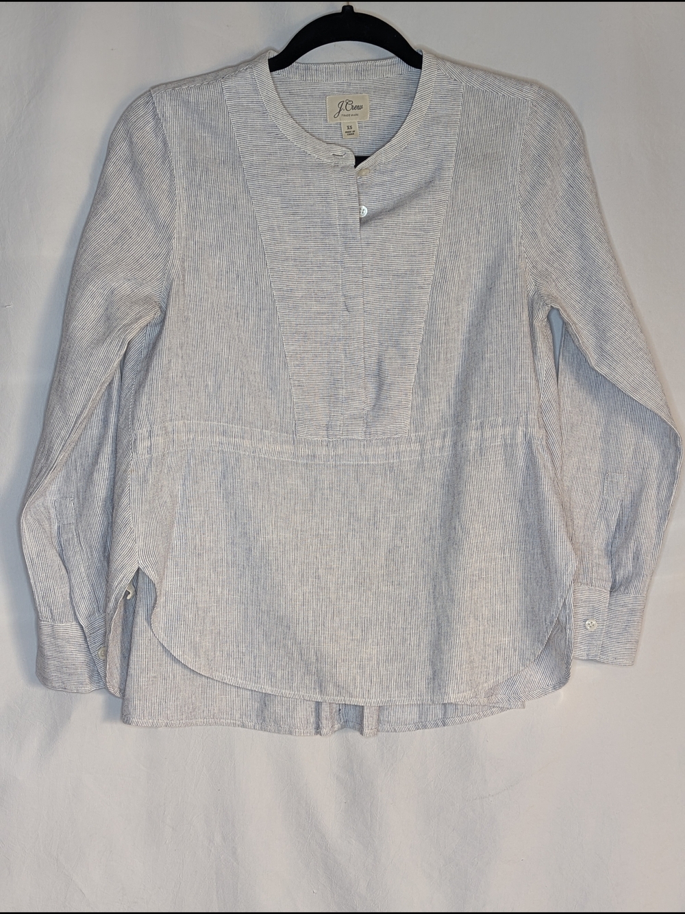J. Crew Women's Navy Blue Linen Blend Long-Sleeve Tunic XS